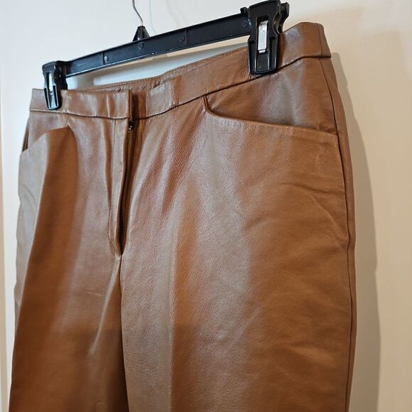 Vintage Chadwick's Tan 100% Leather Pantsuit sz 16 See all Photos - Picture 13 of 17